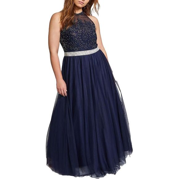 Robe City Studio Dos Nu (open Back) Et Col Halter - Taille 0, Couleur Bleu Marine, 100% Polyester, Neuve Avec étiquette Mais Avec Imperfections